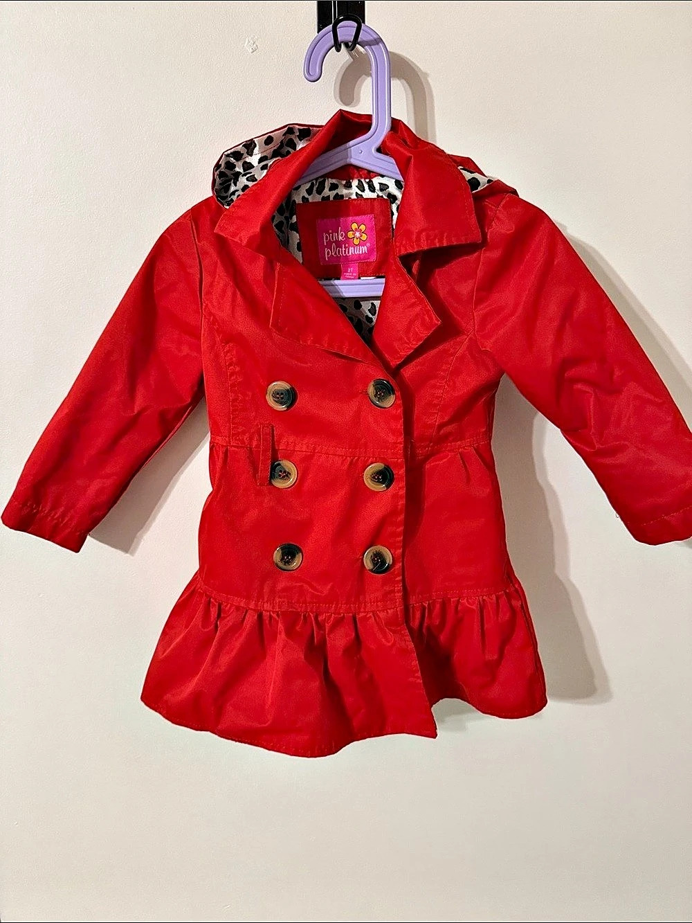 Pink Platinum Little Girls Belted Trench Spring Jacket with Detachable Hood